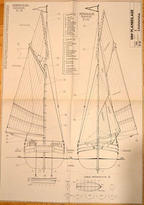 MW Bauplan: Gaffelschalup / 4 Blätter A2 / 1:50 - Bild 1 von 4