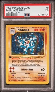 1999 PokeMon Game TCG Machamp #8 Holo 1st Edition - PSA 3 - Picture 1 of 2