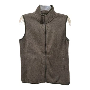 L L Frijol Suéter Vellón Chaleco Pequeño Verde Oliva Cremallera Completa Bolsillos Forrado Capa Cálida - Imagen 1 de 11