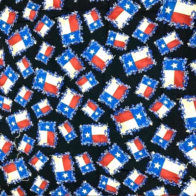 Texas Flags Bluebonnets on Black Moda Fabrics Wildflowers 100% Cotton quilt sew - Image 1 of 4