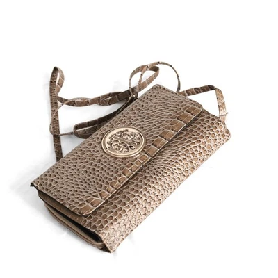 Sasha New York Brown Croc-Embossed Wristlet Wallet Crossbody Bag $145 - Image 1 of 4
