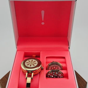 Issac Mizrahi Live Gold Tone Interchangeable Bracelet Watch Hidden Flip Dial - Picture 1 of 8