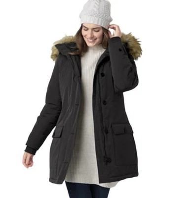 NWT Woman Within Arctic Parka Coat Black 18/20 3M Thinsulate Faux Fur Hood Long - Image 1 of 4