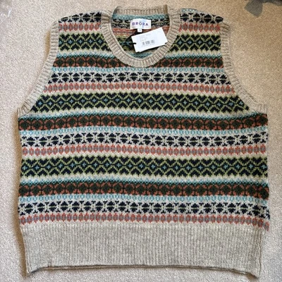 BRORA Fair Isle Wool Vest Tank Sleeveless Jumper NWT - Size 14- RRP £139 - Image 1 of 4