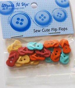 Sew Cute Flip Flop Buttons / Jesse James Dress It Up Buttons /  Small Sew Thru - Picture 1 of 1