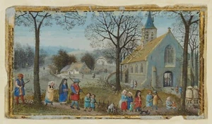 Simon Bening: "Villagers on Their Way to Church" (c1550) — Giclee Fine Art Print - Picture 1 of 7