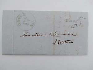 New Hampshire: Dover 1846 Stampless Cover, Green CDS & PAID to Boston - Picture 1 of 3