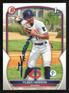 YILBER HERRERA SIGNED 2023 1ST BOWMAN 1ST EDITION PROSPECTS # BPPF-86 TWINS 5 - Picture 1 of 2