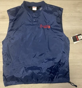 NUOVO VINTAGE Atlanta Braves Rawlings autentico maglione da baseball XL senza maniche - Foto 1 di 16