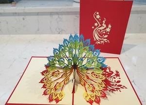 Beautiful Peacock 3D Pop up Card.(Mother's day, Birthday, Get well, Thank you. - Picture 1 of 5