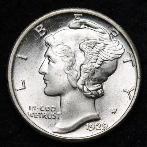 1929 FSB Mercury Silver Dime GEM BU *UNCIRCULATED* MS E593 JXMC Cover