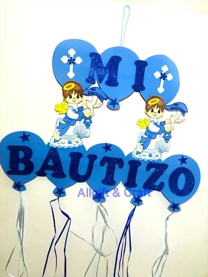 Baptism Favors Banner Boy Mi Bautizo Wall Decoration/decoracion de bautizo  - Image 1 of 2