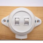 Aufputz Doppelschalter Bakelit Optik Weiss RETRO Alt FEST