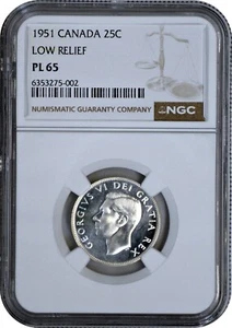 1951 Canada George VI Silver 25C Low Relief NGC PL65 Proof Like - Picture 1 of 3