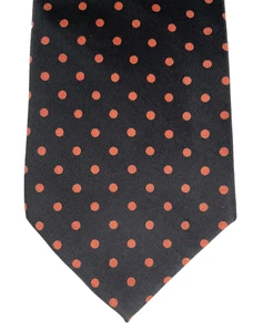 Pure silk tie by Coles of Knightsbridge Black with red polka dots made in Italy - Picture 1 of 3