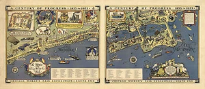 Mapa ilustrado Feria Mundial de Chicago Panorama histórico arte de pared póster impresión decoración - Imagen 1 de 2