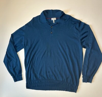 BRIONI Made In Italy Blue Cashmere Silk Collared Neck Sweater 62 Men’s Jumper - Image 1 of 4