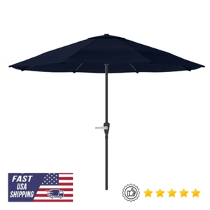 9Ft Outdoor Vented Patio Umbrella Decks Pools Beaches Yards Easy Crank Navy Hot - Picture 1 of 12