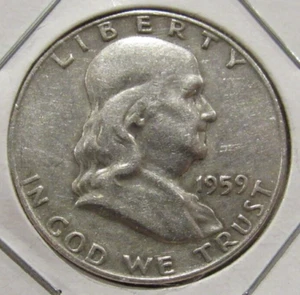1959-D Benjamin Franklin 90% Silver 50c Half Dollar #3 - Picture 1 of 2
