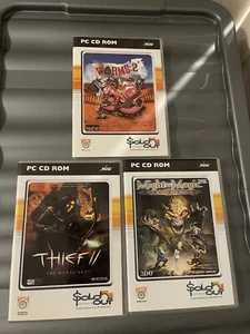 3 PC CD Roms Sold Out Games - Might And Magic VII - Worms 2 - Thief 2 - Picture 1 of 2