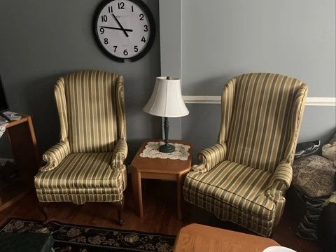 Ethan Allen wingback chairs vintage Pair Cover