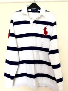Polo Ralph Lauren boys long sleeve top blue white stripes size M 8-9 Years RP135 - Picture 1 of 10
