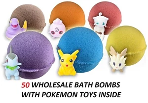 50 Großhandel Badebomben für Kinder mit Pokemon Spielzeug im Inneren toller Party Gefallen 5oz - Bild 1 von 4