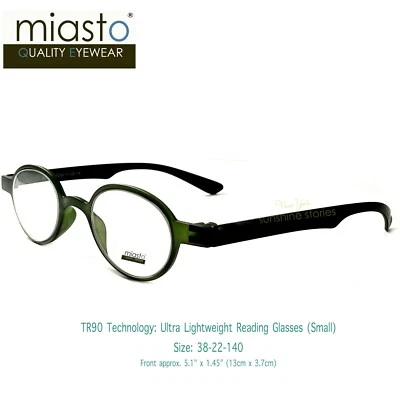 TR90 MIASTO GAFAS DE LECTURA REDONDAS OVALADAS "ULTRA LIGERAS" + 2,25 VERDES (PEQUEÑAS) Foto 1 de 4