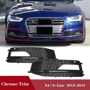 Front Fog Light Grille Cover Grill For Audi S4 A4 B8.5 S-Line Bumper 2013-2015 - Picture 1 of 15