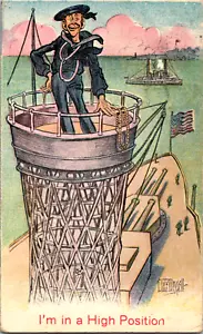 Vintage Postcard Sailor Ship I'm in a High Position Clare Angell - Picture 1 of 2