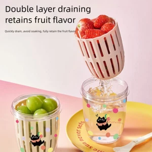 Plastik Frische Box Entwässerung Lunchbox Wiederverwendbar Salatbecher - Bild 1 von 9