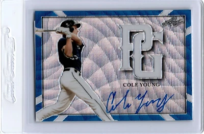 2021 Leaf Perfect Game AUTO Blue Wave 1/1 Proof COLE YOUNG Seattle Mariners - Image 1 of 2