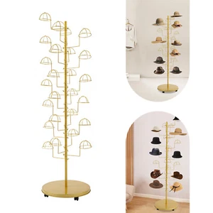25 Hats Rotating Hat Display Rack Metal Floor Caps Headwear Stand 25 Hooks Desin - Picture 1 of 18