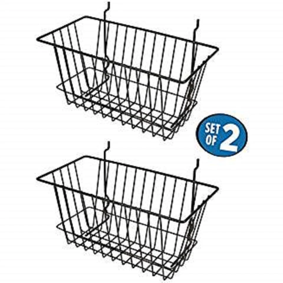 ONLY HANGERS Black Wire Baskets for Slatwall and Gridwall 12" x 6" x 6" (Set of 2)