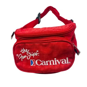 Vintage Carnival Cruise Fanny Pack Red The Fun Ships Nylon 3 Pockets - Picture 1 of 4