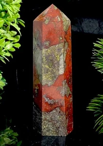 87mm Chunky Obelisk Beautiful Dragon Blood Jasper Quartz Crystal Tower Point - Picture 1 of 8