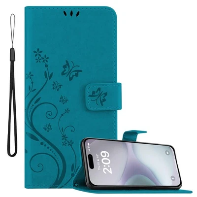 CADORABO Case for Apple iPhone 16 PLUS Phone Cover Protection Flower Book Wallet