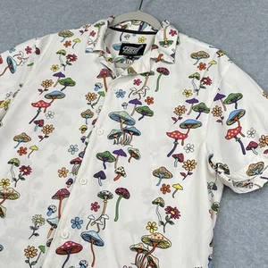 Drill Clothing Camp Shirt Mens S White Mushrooms Fresh Prints of Bel-Air - Picture 1 of 10