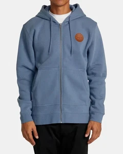 RVCA Wordmark Full Zip Hoodie Medium Mens Regular Fit Flint Stone Blue - Picture 1 of 2