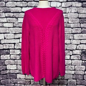 Talbots Pink Rib & Cable Knit Sweater Size 2X - Picture 1 of 8