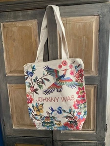 Johnny Was California Women's Canvas Shoulder Tote Bag Boho Floral Bird - Picture 1 of 4