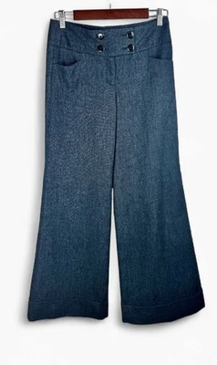 Calça Express Design Studio feminina tamanho 4 azul perna larga mistura de lã - Imagem 1 de 4