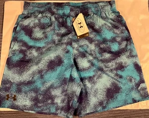 Under Armour Boys UA Woven Printed Shorts Size YXL NWT Blue - Picture 1 of 6
