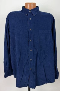 Vintage Corduroy Shirt Men XL Minimal Navy Lightweight Cotton Button Up Outdoors - Picture 1 of 16