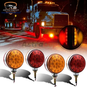 4X 42LED Round Dual Face Pedestal Turn Signal Lights Stud Mount Cab Fender Truck - Picture 1 of 11