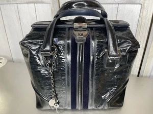 Gucci Horsebit Sherry Line Square Doctor's Bag Handbag Navy Patent Leather - Picture 1 of 17
