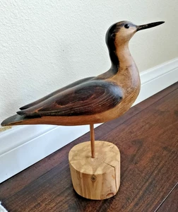Upland Sandpiper Wood Carving Bird On Stand John Owen 1999 - Picture 1 of 11