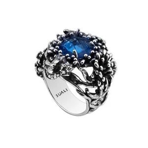 Anello donna Suali BM2703 argento 925 e quarzo celeste Made in Italy misura 16 - Picture 1 of 3
