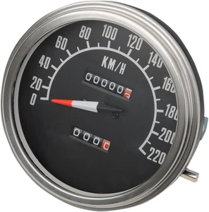 DRAG SPECIALTIES 72761KMX 5" KPH FL-Style 2:1 Speedometer - '68-'84 Black Face - Picture 1 of 1