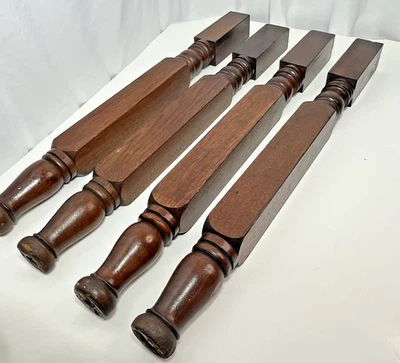 Patas de mesa rectas vintage hechas a mano de madera torneada recuperada 26,5x2,25x2 para muebles Foto 1 de 4